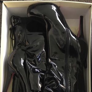 New patent leather over the knee boots.